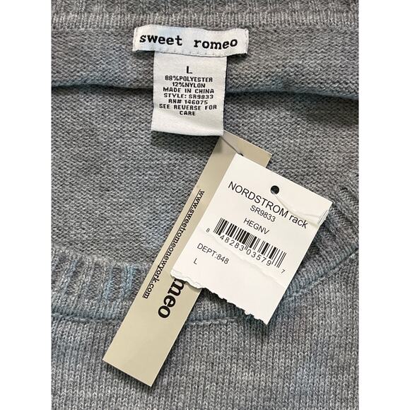 Sweet Romeo Grey Star Sweater Size L Heather Knit Pullover Nordstrom NWT - Picture 2 of 8